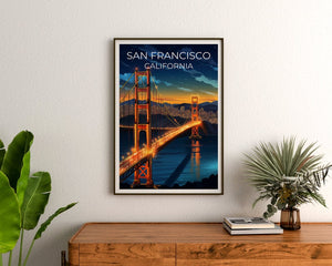 San Francisco Travel Poster, California Wall Art, California Print, San Francisco Poster, Golden Gate Bridge Poster, City Poster