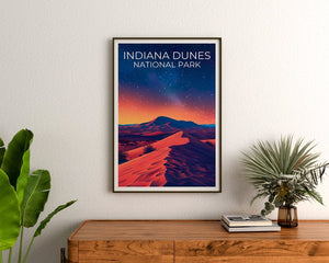 Affiche du parc national des dunes d'Indiana, impression des dunes d'Indiana, affiche de l'Indiana, impression de l'Indiana, affiche de voyage des dunes d'Indiana, affiche des dunes