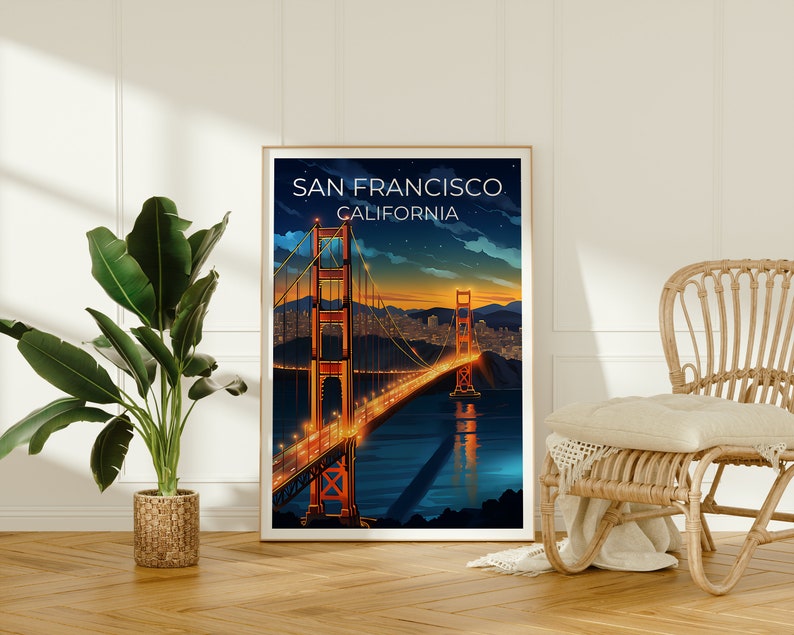 San Francisco Travel Poster, California Wall Art, California Print, San Francisco Poster, Golden Gate Bridge Poster, City Poster