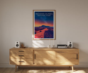 Affiche du parc national des dunes d'Indiana, impression des dunes d'Indiana, affiche de l'Indiana, impression de l'Indiana, affiche de voyage des dunes d'Indiana, affiche des dunes