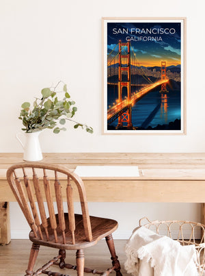 San Francisco Travel Poster, California Wall Art, California Print, San Francisco Poster, Golden Gate Bridge Poster, City Poster