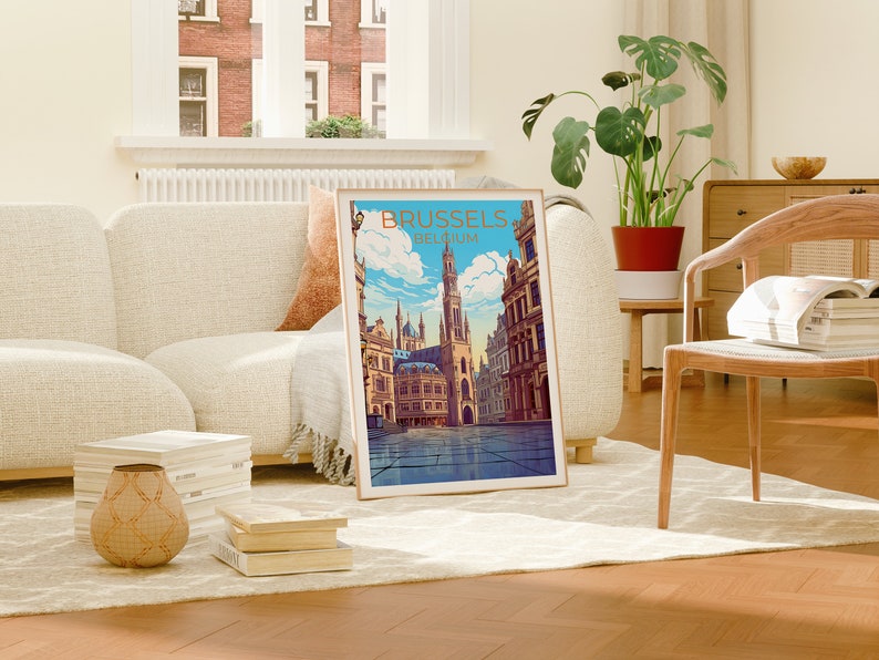 Brussels Travel Poster, Belgium Wall Art, Belgium Print, Brussels Poster, Europe Poster, City Poster, Brussels Art