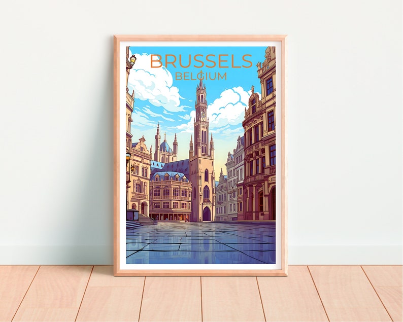 Brussels Travel Poster, Belgium Wall Art, Belgium Print, Brussels Poster, Europe Poster, City Poster, Brussels Art