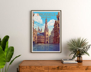 Brussels Travel Poster, Belgium Wall Art, Belgium Print, Brussels Poster, Europe Poster, City Poster, Brussels Art