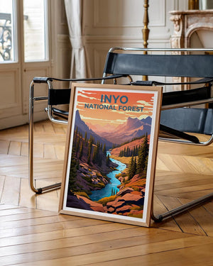 Inyo National Forest Travel Print, California Poster, Forest Wall Art, Mountain Illustration, Inyo Poster, Home Decor, Birthday Gift