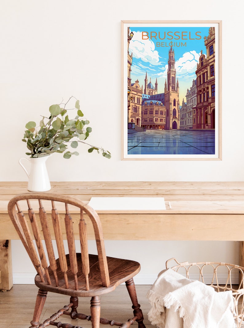 Brussels Travel Poster, Belgium Wall Art, Belgium Print, Brussels Poster, Europe Poster, City Poster, Brussels Art
