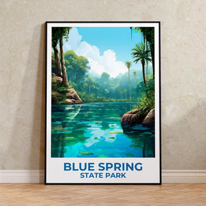 Blue Spring State Park Travel Print Florida Poster Park Wall Art Forest Illustration Blue Spring Poster Home Decor Birthday Gift
