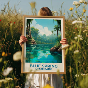 Blue Spring State Park Travel Print Florida Poster Park Wall Art Forest Illustration Blue Spring Poster Home Decor Birthday Gift