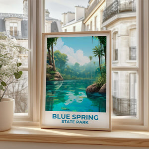 Blue Spring State Park Travel Print Florida Poster Park Wall Art Forest Illustration Blue Spring Poster Home Decor Birthday Gift