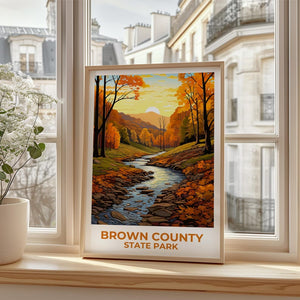 Brown County State Park Travel Print, Indiana Poster, Forest Wall Art, Woodlands Illustration, Brown County  Poster, Home Decor