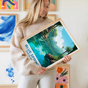 Blue Spring State Park Travel Print Florida Poster Park Wall Art Forest Illustration Blue Spring Poster Home Decor Birthday Gift