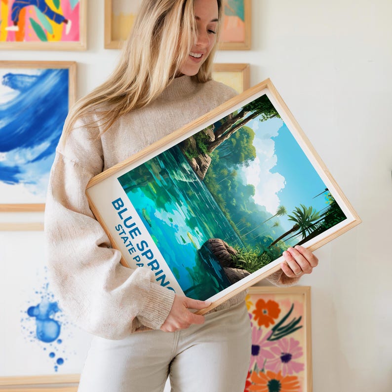 Blue Spring State Park Travel Print Florida Poster Park Wall Art Forest Illustration Blue Spring Poster Home Decor Birthday Gift