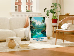 Blue Spring State Park Travel Print Florida Poster Park Wall Art Forest Illustration Blue Spring Poster Home Decor Birthday Gift
