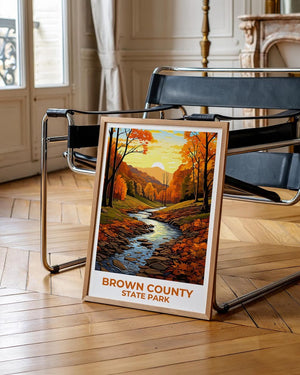 Brown County State Park Travel Print, Indiana Poster, Forest Wall Art, Woodlands Illustration, Brown County  Poster, Home Decor