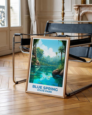 Blue Spring State Park Travel Print Florida Poster Park Wall Art Forest Illustration Blue Spring Poster Home Decor Birthday Gift