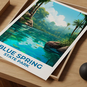Blue Spring State Park Travel Print Florida Poster Park Wall Art Forest Illustration Blue Spring Poster Home Decor Birthday Gift