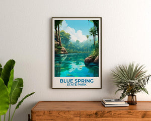 Blue Spring State Park Travel Print Florida Poster Park Wall Art Forest Illustration Blue Spring Poster Home Decor Birthday Gift