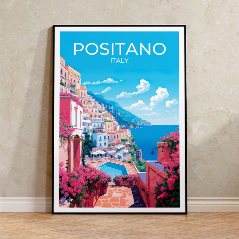 Positano Poster, Positano Wall Art, Italy Print, Positano Travel Poster, Amalfi Coast Poster, Italy Poster, Poster Art, Wall Decor