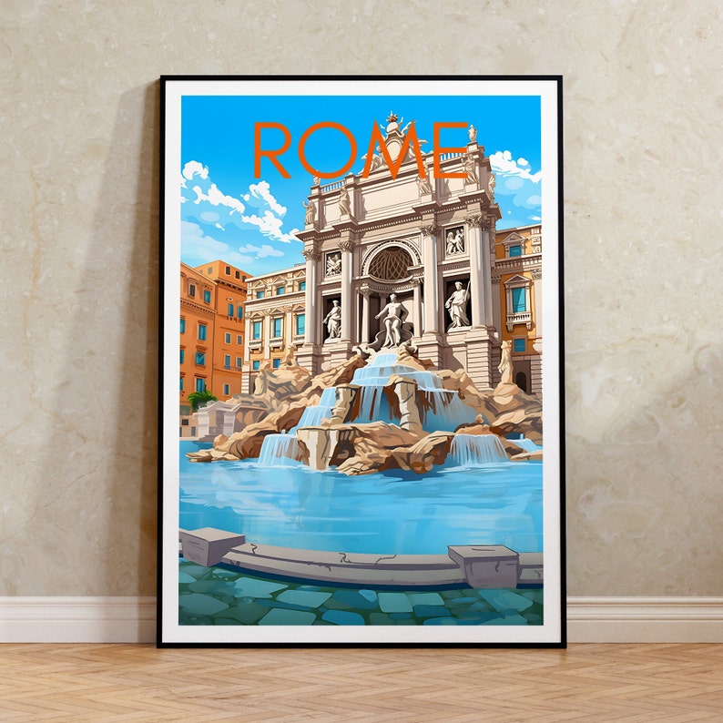 Rome Travel Poster, Italy Wall Art, Trevi Fountain Print, Italy Poster, Trevi Fountain Poster, City Poster
