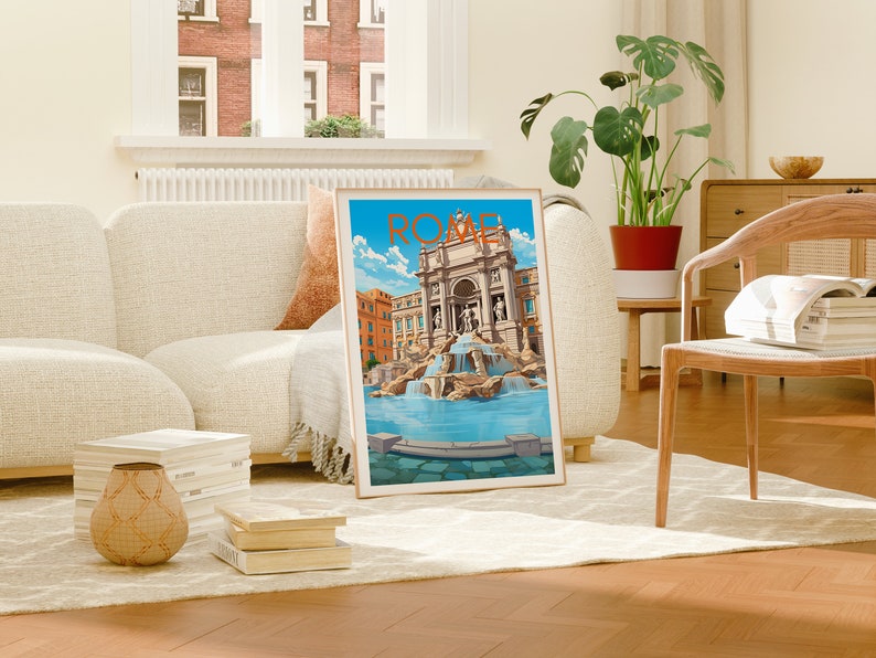Rome Travel Poster, Italy Wall Art, Trevi Fountain Print, Italy Poster, Trevi Fountain Poster, City Poster