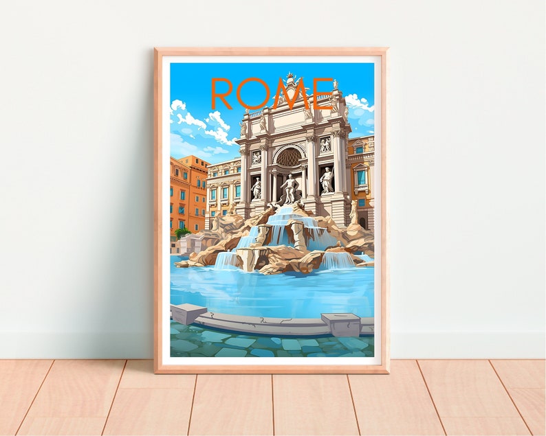 Rome Travel Poster, Italy Wall Art, Trevi Fountain Print, Italy Poster, Trevi Fountain Poster, City Poster