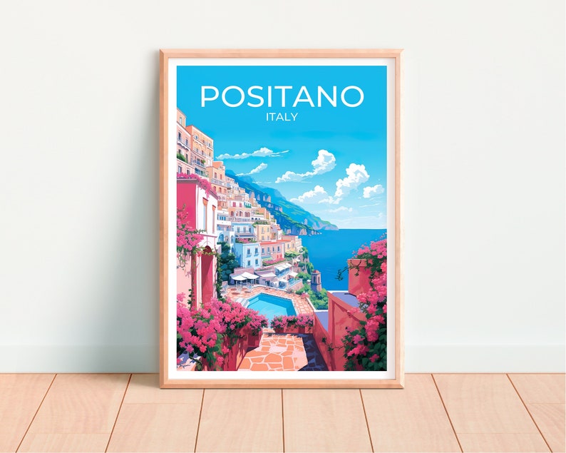 Positano Poster, Positano Wall Art, Italy Print, Positano Travel Poster, Amalfi Coast Poster, Italy Poster, Poster Art, Wall Decor