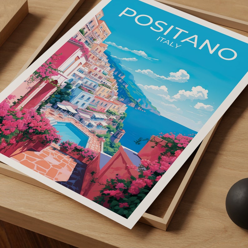 Positano Poster, Positano Wall Art, Italy Print, Positano Travel Poster, Amalfi Coast Poster, Italy Poster, Poster Art, Wall Decor