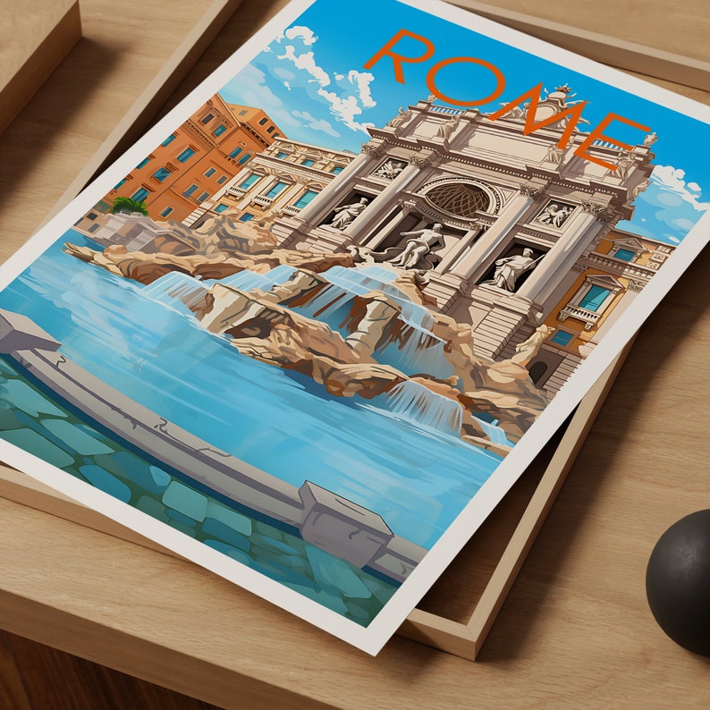 Rome Travel Poster, Italy Wall Art, Trevi Fountain Print, Italy Poster, Trevi Fountain Poster, City Poster