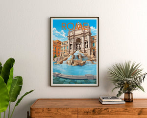 Rome Travel Poster, Italy Wall Art, Trevi Fountain Print, Italy Poster, Trevi Fountain Poster, City Poster