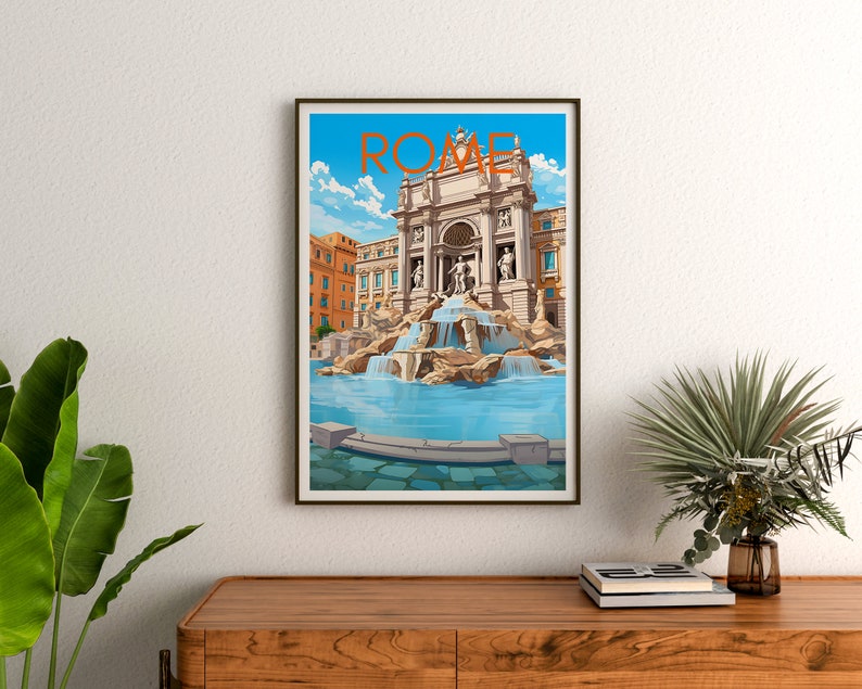 Rome Travel Poster, Italy Wall Art, Trevi Fountain Print, Italy Poster, Trevi Fountain Poster, City Poster