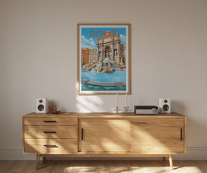 Rome Travel Poster, Italy Wall Art, Trevi Fountain Print, Italy Poster, Trevi Fountain Poster, City Poster