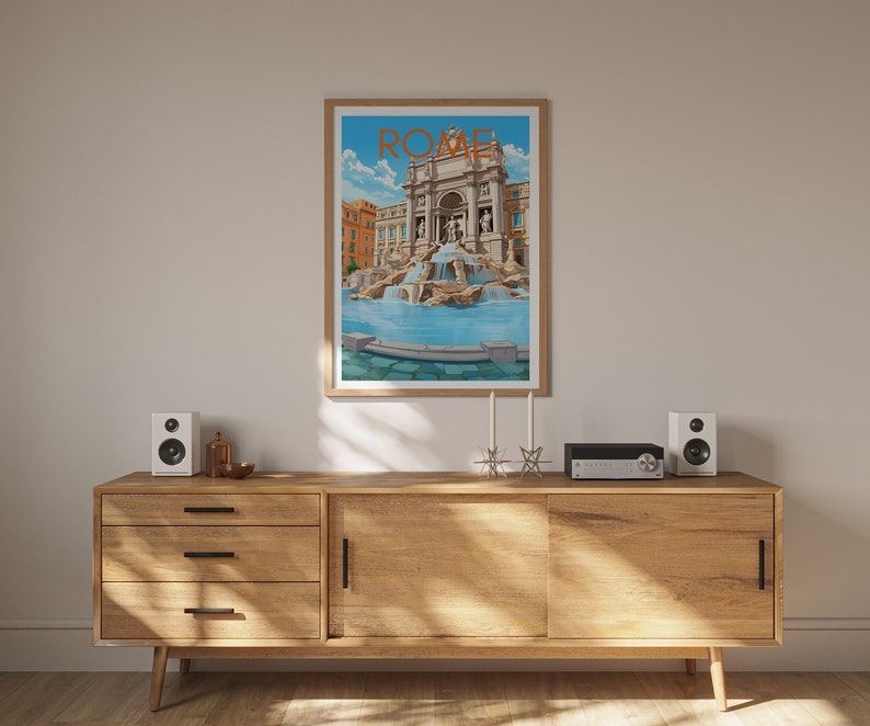 Rome Travel Poster, Italy Wall Art, Trevi Fountain Print, Italy Poster, Trevi Fountain Poster, City Poster