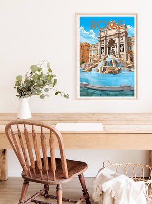 Rome Travel Poster, Italy Wall Art, Trevi Fountain Print, Italy Poster, Trevi Fountain Poster, City Poster