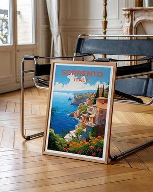 Sorrento Travel Print, Italy Poster, European City Wall Art, Italian Coast Illustration, Sorrento Poster, Home Decor, Birthday Gift