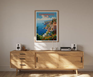 Sorrento Travel Print, Italy Poster, European City Wall Art, Italian Coast Illustration, Sorrento Poster, Home Decor, Birthday Gift