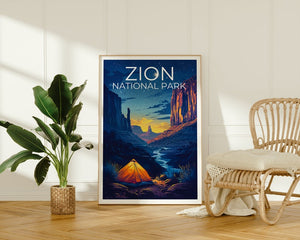 Affiche de voyage du parc national de Zion, art mural du parc de Zion, impression de l'Utah, affiche de l'Utah, art de Zion, affiche du canyon de Zion, cadeau de l'Utah