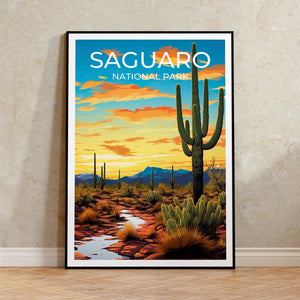 Affiche de voyage Saguaro, Art mural Arizona, Impression du parc Saguaro, Affiche Saguaro, Art Arizona, Affiche Arizona, Décoration murale