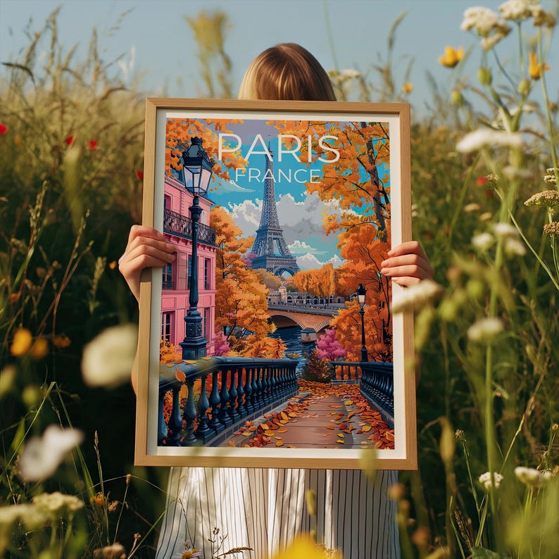 Paris Poster, France Travel Print, Europe Art, Paris Street Illustration, Landscape Poster, Scenic Wall Art, Home Decor, Birthday Gift