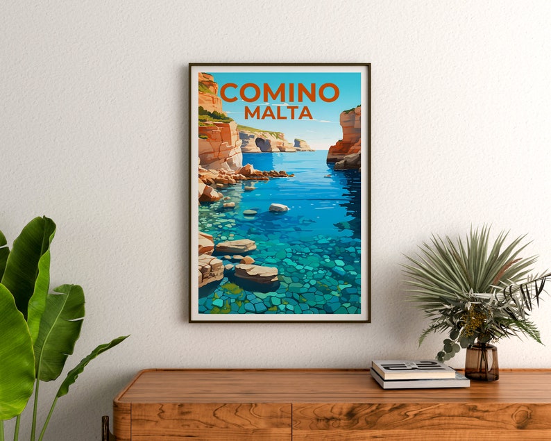 Comino Travel Poster, Malta Wall Art, Malta Print, Comino Poster, Malta Poster, Island Poster, Comino Gift