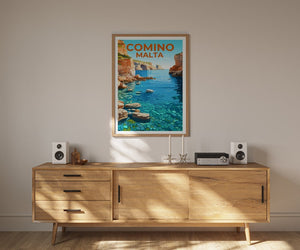Comino Travel Poster, Malta Wall Art, Malta Print, Comino Poster, Malta Poster, Island Poster, Comino Gift