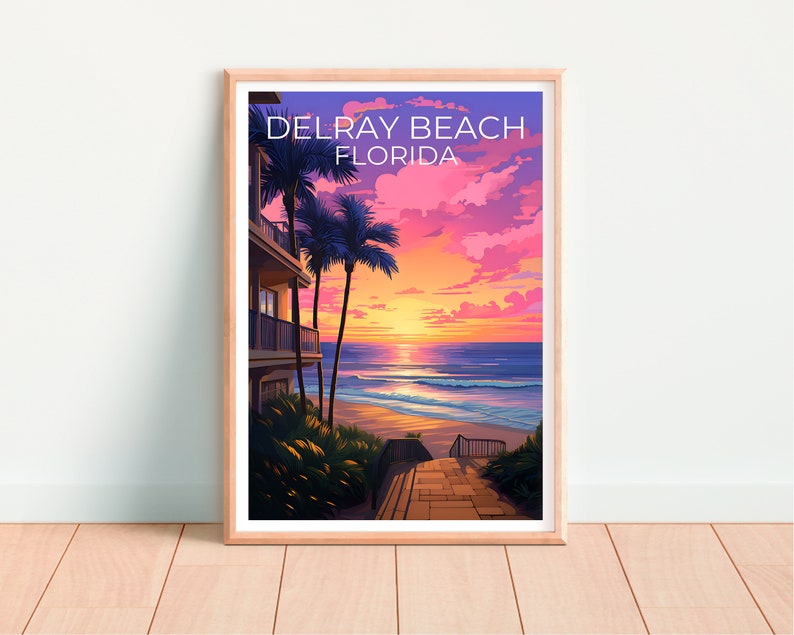 Affiche de Delray Beach, Impression de Delray Beach, Affiche de Floride, Impression de Floride, Affiche de voyage de Delray Beach, Art de plage, Art de Delray Beach