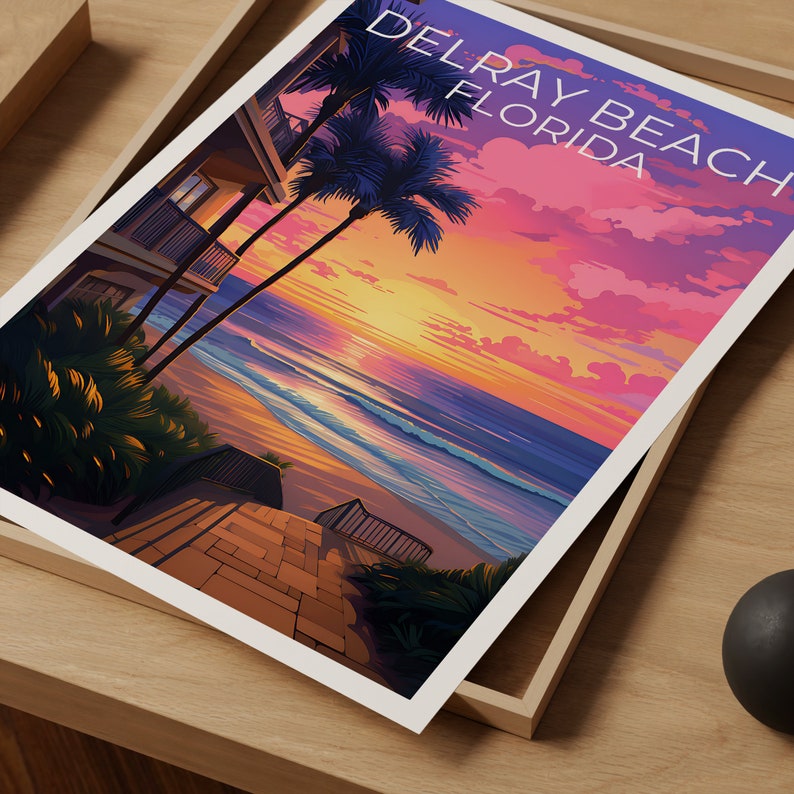 Affiche de Delray Beach, Impression de Delray Beach, Affiche de Floride, Impression de Floride, Affiche de voyage de Delray Beach, Art de plage, Art de Delray Beach