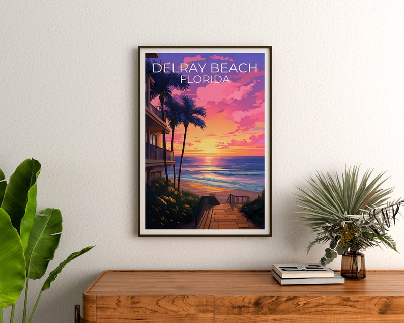 Affiche de Delray Beach, Impression de Delray Beach, Affiche de Floride, Impression de Floride, Affiche de voyage de Delray Beach, Art de plage, Art de Delray Beach