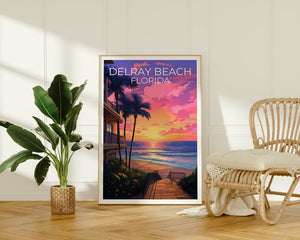 Affiche de Delray Beach, Impression de Delray Beach, Affiche de Floride, Impression de Floride, Affiche de voyage de Delray Beach, Art de plage, Art de Delray Beach