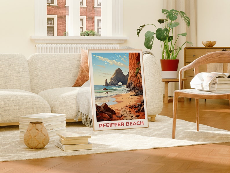 Pfeiffer Beach Travel Poster, California Wall Art, California Print, Pfeiffer Beach Poster, California Poster, Pfeiffer Beach Print