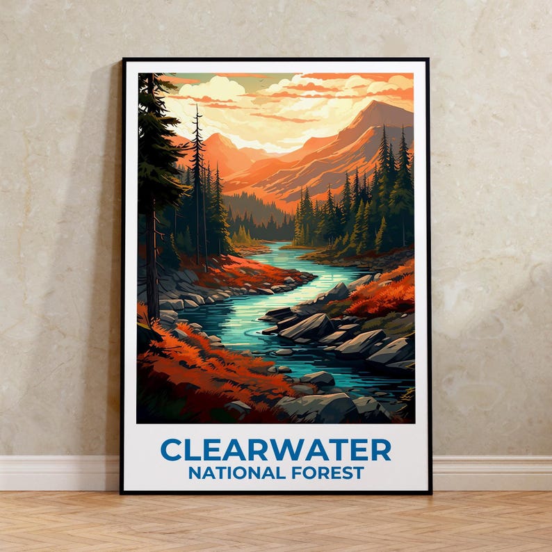 Clearwater National Forest Travel Print Idaho Poster Nez Pierce Wall Art Clearwater Forest Poster Home Decor Birthday Gift