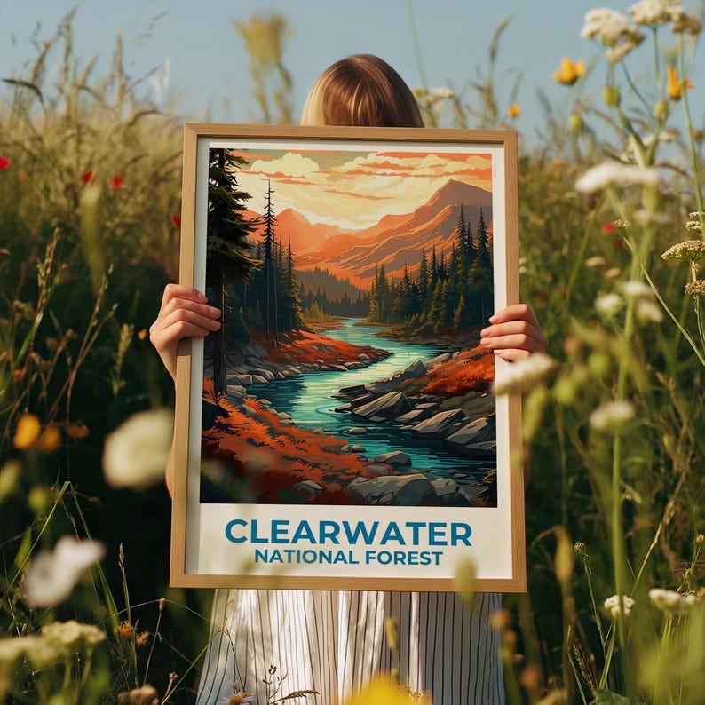 Clearwater National Forest Travel Print Idaho Poster Nez Pierce Wall Art Clearwater Forest Poster Home Decor Birthday Gift