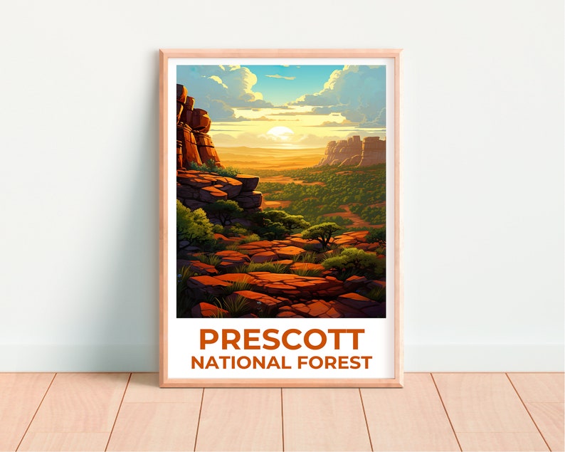 Affiche de voyage de la forêt de Prescott, art mural de l'Arizona, impression de l'Arizona, affiche de la forêt de Prescott, affiche de l'Arizona, affiche de la nature, art de la forêt de Prescott