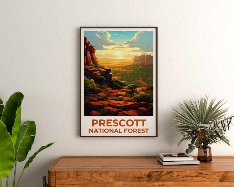 Affiche de voyage de la forêt de Prescott, art mural de l'Arizona, impression de l'Arizona, affiche de la forêt de Prescott, affiche de l'Arizona, affiche de la nature, art de la forêt de Prescott