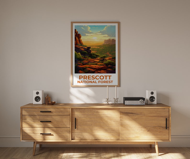 Affiche de voyage de la forêt de Prescott, art mural de l'Arizona, impression de l'Arizona, affiche de la forêt de Prescott, affiche de l'Arizona, affiche de la nature, art de la forêt de Prescott